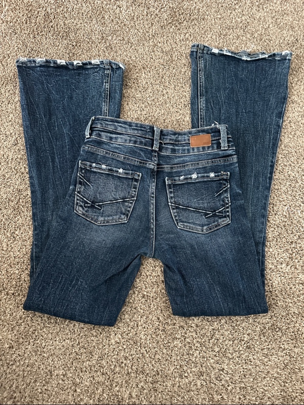 BKE Youth Buckle Dark Blue Factory distressed Bootcut Jeans